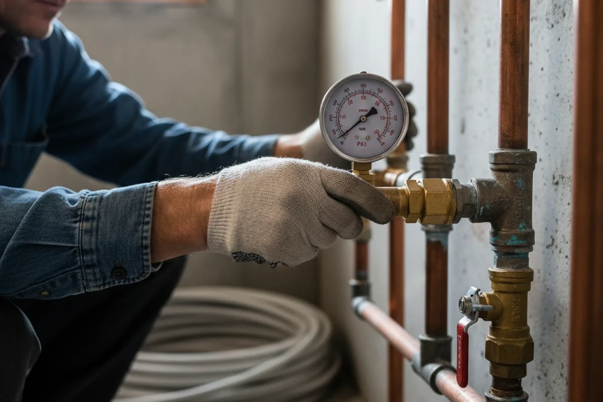 Pressure testing a repaired line during Water Line Repair in Ages Brookside